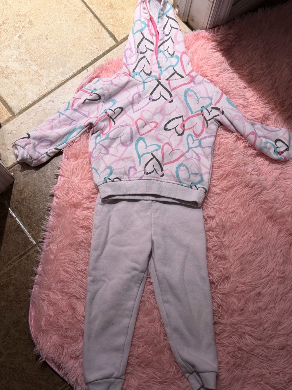 Kids Headquarters Pink Hooded Heart Print Top